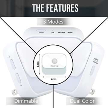 ZISUYU Motion Sensor Night Light - Dual Colors & Dimmable
