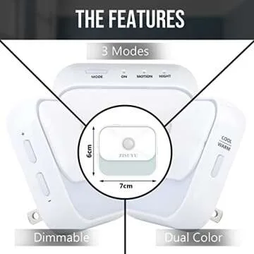 ZISUYU Motion Sensor Night Light - Dual Colors & Dimmable