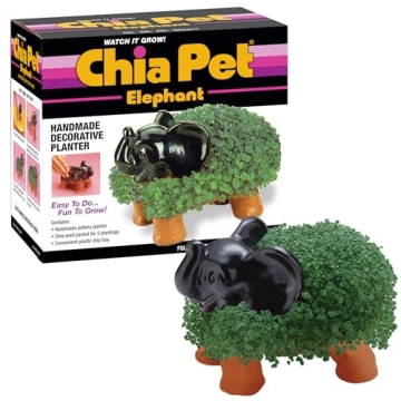 Chia Pet Elephant with Seed Pack, Decorative Pottery Planter, Easy to Do and Fun to Grow, Novelty Gift, Perfect for Any Occasion