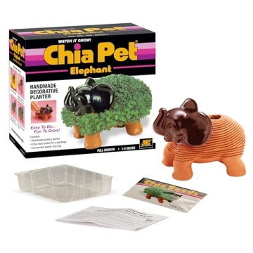 Chia Pet Elephant with Seed Pack, Decorative Pottery Planter, Easy to Do and Fun to Grow, Novelty Gift, Perfect for Any Occasion
