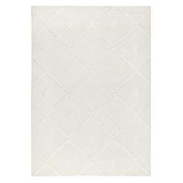 Antep Rugs Palafito 5x7 Geometric Shag Diamond High-Low Pile Textured Indoor Area Rug (White, 5'3" x 7'6")