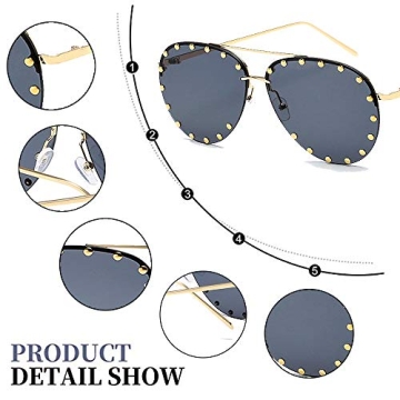 Stylish BVAGSS Rimless Oversized Sunglasses with UV400 Protection