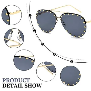 Stylish BVAGSS Rimless Oversized Sunglasses with UV400 Protection