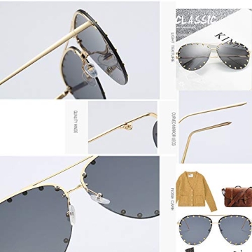 Stylish BVAGSS Rimless Oversized Sunglasses with UV400 Protection