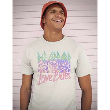 American Classics Def Leppard English Rock Band Love Bites Leopard Eyes Image Adult Short Sleeve Graphic T-Shirt - Medium