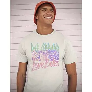 American Classics Def Leppard English Rock Band Love Bites Leopard Eyes Image Adult Short Sleeve Graphic T-Shirt - Medium