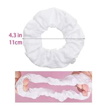 10 Pack White Cotton Scrunchies for Tie Dye Hair Elastic Hair Ties Pony Tail Holder for Party