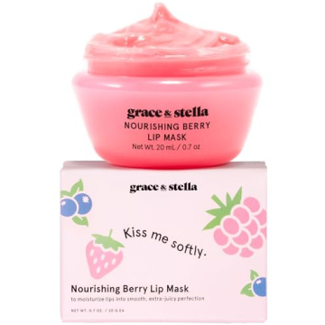 Grace & Stella Award Winning Lip Plumper Nourishing Berry Lip Mask - Lip Balm Hydrating - Lip Moistu...