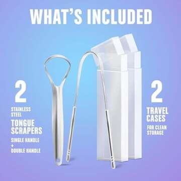 Mouthology Tongue Scraper for Adults (Variety Pack), Reduce Bad Breath, Metal Tongue Scraper, Tongue Cleaner, Tongue Scraper, Stainless Steel Tongue Scraper, Tongue Cleaner for Adults