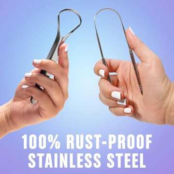 Mouthology Tongue Scraper for Adults (Variety Pack), Reduce Bad Breath, Metal Tongue Scraper, Tongue Cleaner, Tongue Scraper, Stainless Steel Tongue Scraper, Tongue Cleaner for Adults
