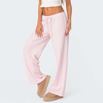 Mxiqqpltky Women Y2K Striped Pants Casual Drawstring High Waist Loose Pajama Pants Bottoms Summer Lo...