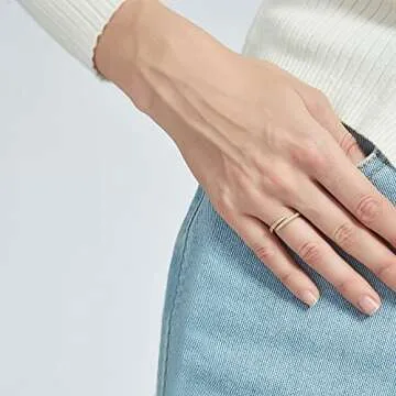 EAMTI Stackable 2mm Gold Wedding Band for Women