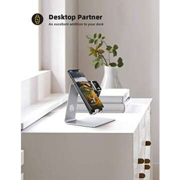 Lamicall Stand for Apple Watch Phone Holder 2 in 1 Desktop Stand Holder Charging Station Dock for Apple Watch SE Series 10/9/8/7/6/5/4/3/2 Ultra