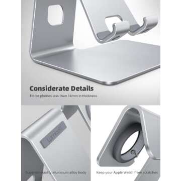 Lamicall Stand for Apple Watch Phone Holder 2 in 1 Desktop Stand Holder Charging Station Dock for Apple Watch SE Series 10/9/8/7/6/5/4/3/2 Ultra