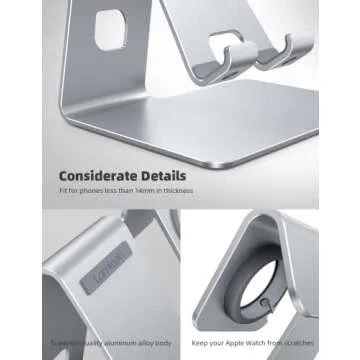 Lamicall Stand for Apple Watch Phone Holder 2 in 1 Desktop Stand Holder Charging Station Dock for Apple Watch SE Series 10/9/8/7/6/5/4/3/2 Ultra