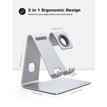 Lamicall Stand for Apple Watch Phone Holder 2 in 1 Desktop Stand Holder Charging Station Dock for Apple Watch SE Series 10/9/8/7/6/5/4/3/2 Ultra