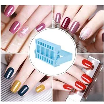 Beaupretty Nail Drill Bits Holder,16 Holes Drill Bit Holder Organizer Poratble Storage Box Manicure Nail Art Rack Grinding Head Holder,Light Blue