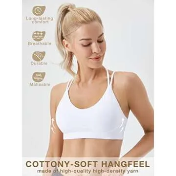 FITTIN White Strappy Sports Bra for Yoga and Fitness