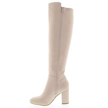 TOP Moda Womens Classy High Heel Knee High Boots - Ivory