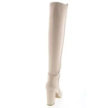 TOP Moda Womens Classy High Heel Knee High Boots - Ivory