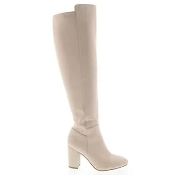 TOP Moda Womens Classy High Heel Knee High Boots - Ivory