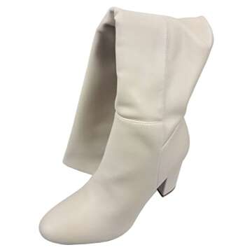 TOP Moda Womens Classy High Heel Knee High Boots - Ivory