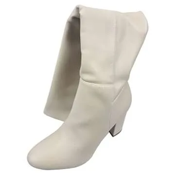 TOP Moda Womens Classy High Heel Knee High Boots - Ivory