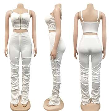 Zoctuo Women's Sexy Jumpsuits Spaghetti Straps Zipper 2 Piece Party Outfits Skinny Romper(5215,White,M)