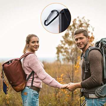 Shiny Flower Solar Charger Power Bank, 20000mAh Portable Solar Battery Charger with LED Flashlight, Compass, 5V/2A, Outdoor Solar Phone Charger for Cell Phone, Tablet, Camping Orange