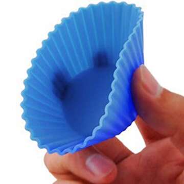 Cupcake Holder Silicone Muffin Cups Cake Molds 12 Stand Alone Reusable Flexible Non-Stick Baking Liners Standard Size Oven, Dishwasher, Freezer, and Microwave Safe 6 Vibrant Colors 2 of Each