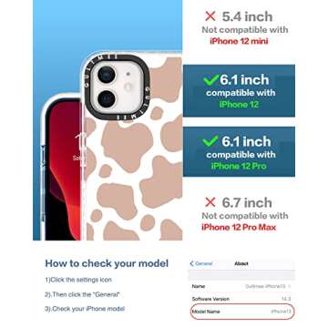 GULTMEE for iPhone 12 case & iPhone 12 Pro Case 6.1 inch with 1 Screen Protector,Cute Brown Cow Prin...