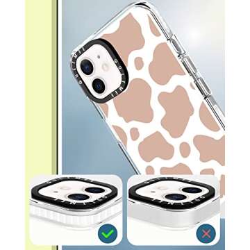 GULTMEE for iPhone 12 case & iPhone 12 Pro Case 6.1 inch with 1 Screen Protector,Cute Brown Cow Print Slim Design with Shockproof PC Bumper Protective Cover Clear Case for Women Girls Man