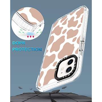 GULTMEE for iPhone 12 case & iPhone 12 Pro Case 6.1 inch with 1 Screen Protector,Cute Brown Cow Print Slim Design with Shockproof PC Bumper Protective Cover Clear Case for Women Girls Man