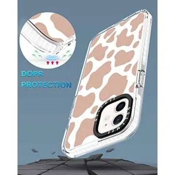 GULTMEE for iPhone 12 case & iPhone 12 Pro Case 6.1 inch with 1 Screen Protector,Cute Brown Cow Print Slim Design with Shockproof PC Bumper Protective Cover Clear Case for Women Girls Man