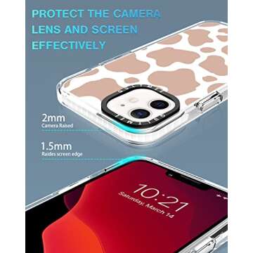 GULTMEE for iPhone 12 case & iPhone 12 Pro Case 6.1 inch with 1 Screen Protector,Cute Brown Cow Print Slim Design with Shockproof PC Bumper Protective Cover Clear Case for Women Girls Man