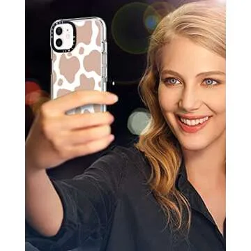 GULTMEE for iPhone 12 case & iPhone 12 Pro Case 6.1 inch with 1 Screen Protector,Cute Brown Cow Print Slim Design with Shockproof PC Bumper Protective Cover Clear Case for Women Girls Man