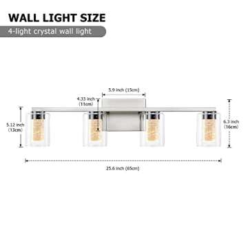 SADENICEL 4-Light Bathroom Light Fixtures with Dimmable LEDs