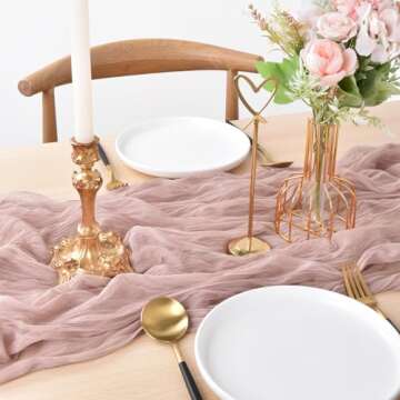 Joanlody Dusty Rose Cheesecloth Table Runner 10Ft Rustic Gauze Cheese Cloth Table Runner Boho Easter...