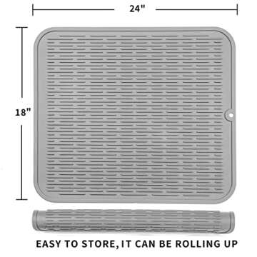 MicoYang Silicone Dish Drying Mat for Multiple Usage,Easy clean,Eco-friendly,Heat-resistant Silicone...