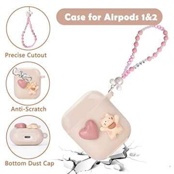 Cute Love Heart Cat AirPod Case for Women and Girls