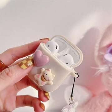 Cute Love Heart Cat AirPod Case for Women and Girls