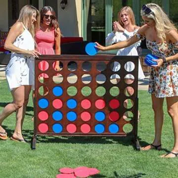 Giant Dark Wood Stain 4 in a Row Game for All Ages