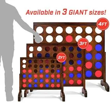 Giant Dark Wood Stain 4 in a Row Game for All Ages
