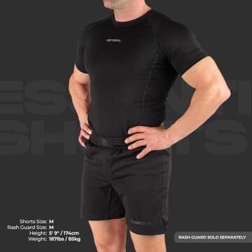 Sanabul Essential MMA Shorts for Men Boxing No Gi Jiu Jitsu Grappling BJJ Shorts, Black 32 inch W