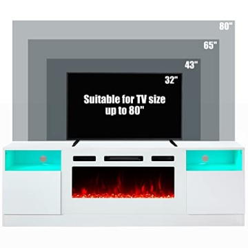 AMERLIFE TV Stand & Fireplace for TVs up to 80" - Modern Design