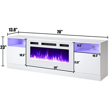 AMERLIFE TV Stand & Fireplace for TVs up to 80" - Modern Design