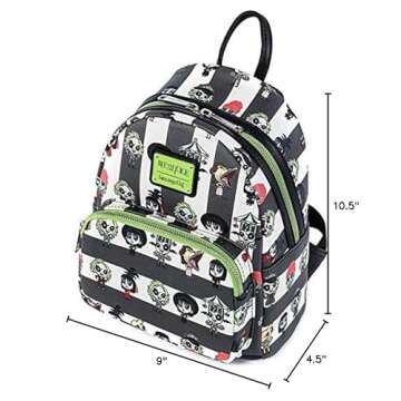 Loungefly Beetlejuice Chibi All Over Print Womens Double Strap Shoulder Bag Purse