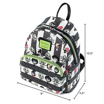 Loungefly Beetlejuice Chibi All Over Print Womens Double Strap Shoulder Bag Purse