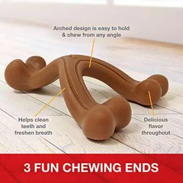 Nylabone Ergonomic Hold Wishbone Power Chew Toy for Dogs, Dog Toys for Aggressive Chewers, Bison Flavor, Large - Up to 50 lbs, 1 Count