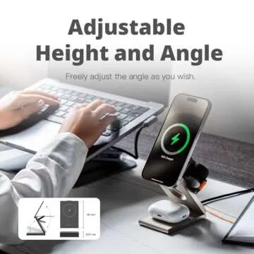 ADAM elements Magnetic Wireless Charger/Travel Charger - Mag Z Magnetic 3-in-1 Foldable Travel Charging Station for iPhone 12/13/14/15/16 Series, Apple Watch & AirPods, Samsung Galaxy Devices (Black)